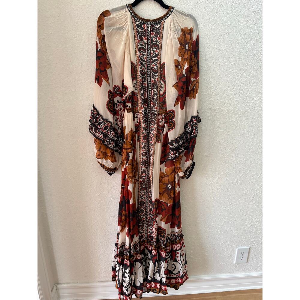 NWT FARM Rio Winter Tapestry Plunging Neck Maxi Boho Dress Medium $315 - Picture 9 of 9